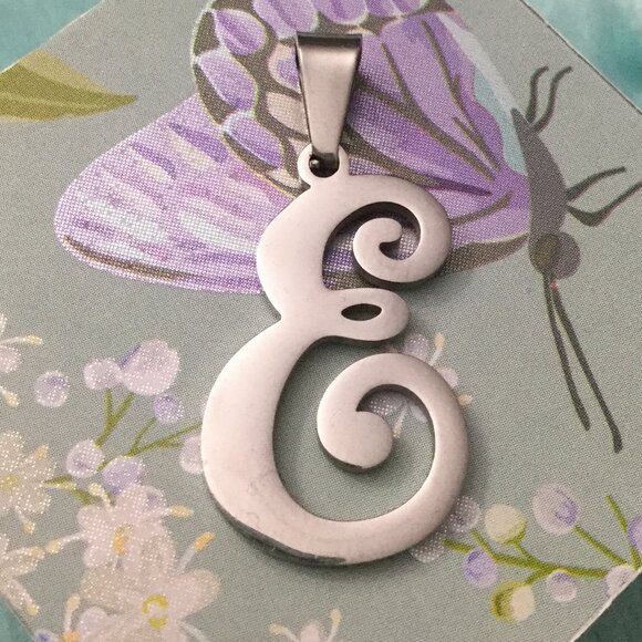 Stainless Steel Initial E Pendant - Picture 1 of 7